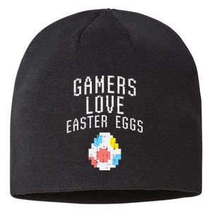 Gamers Love Easter Eggs Pixelated Easter Video Game Gaming Sustainable Beanie