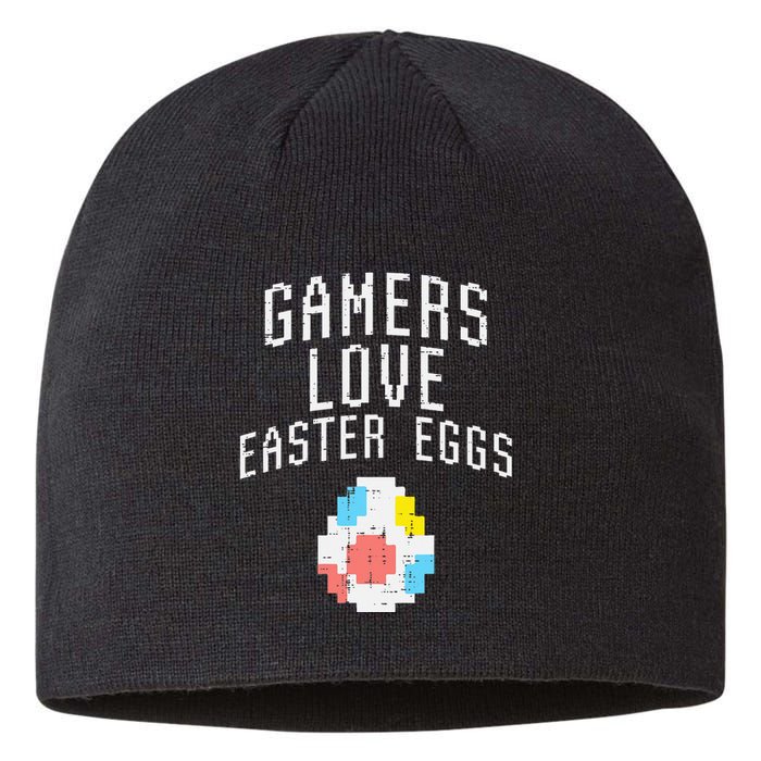 Gamers Love Easter Eggs Pixelated Easter Video Game Gaming Sustainable Beanie