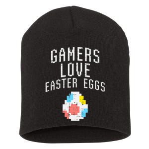 Gamers Love Easter Eggs Pixelated Easter Video Game Gaming Short Acrylic Beanie