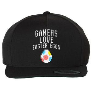 Gamers Love Easter Eggs Pixelated Easter Video Game Gaming Wool Snapback Cap