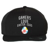 Gamers Love Easter Eggs Pixelated Easter Video Game Gaming Wool Snapback Cap