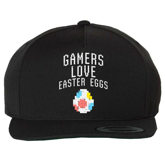 Gamers Love Easter Eggs Pixelated Easter Video Game Gaming Wool Snapback Cap