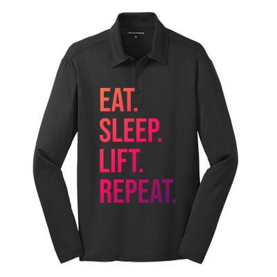 Gym Lifting Eat Sleep Lift Repeat Gift Silk Touch Performance Long Sleeve Polo