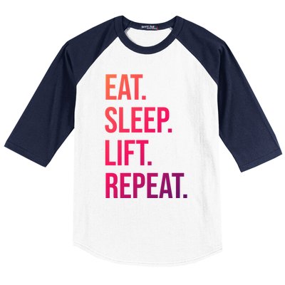 Gym Lifting Eat Sleep Lift Repeat Gift Baseball Sleeve Shirt