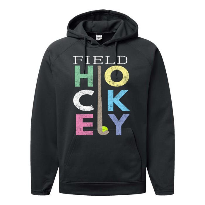 Girls Love Field Hockey Fun Birthday Gift Product Gift Performance Fleece Hoodie