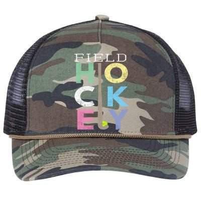 Girls Love Field Hockey Fun Birthday Gift Product Gift Retro Rope Trucker Hat Cap