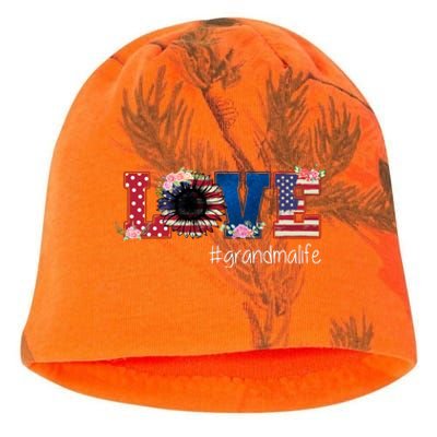 Grandma Life Floral Usa Flag Kati - Camo Knit Beanie