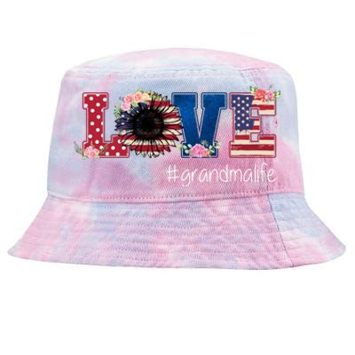 Grandma Life Floral Usa Flag Tie-Dyed Bucket Hat