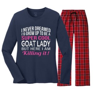 Goat Lady Funny Goat Lover Gifts Women's Long Sleeve Flannel Pajama Set 