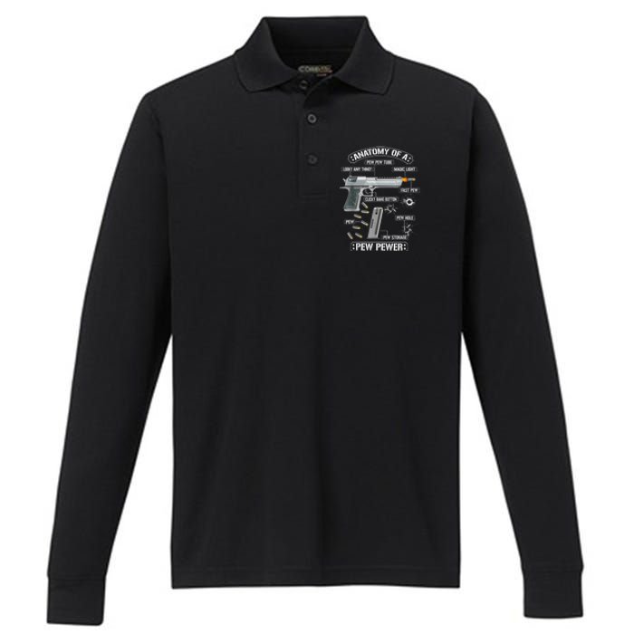 Gun Lovers Funny Amendment Meme Anatomy Of A Pew Pewer Performance Long Sleeve Polo