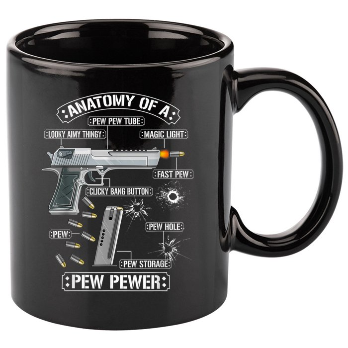 Gun Lovers Funny Amendment Meme Anatomy Of A Pew Pewer 11oz C Handle Ceramic Mug