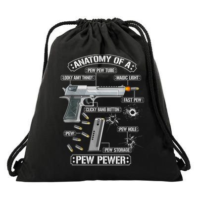 Gun Lovers Funny Amendment Meme Anatomy Of A Pew Pewer Drawstring Bag