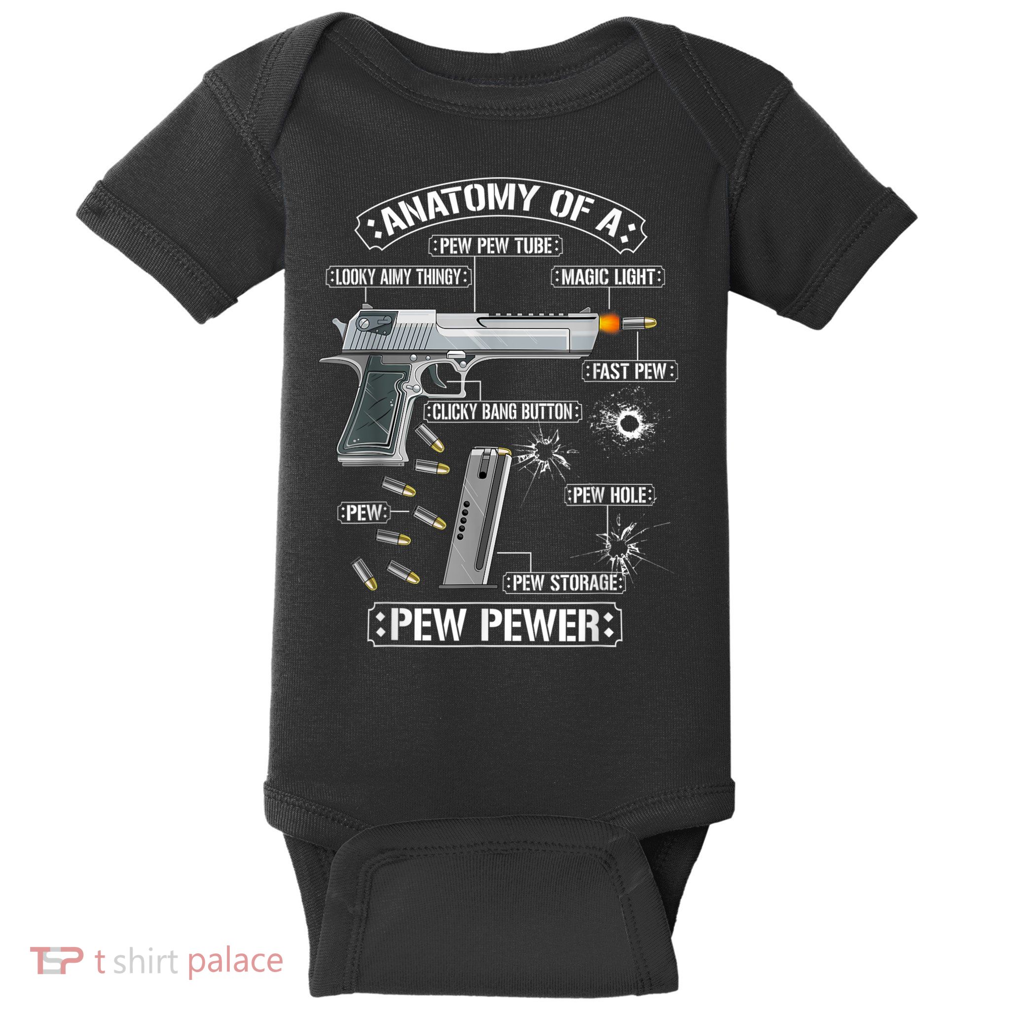 Gun Lovers Funny Amendment Meme Anatomy Of A Pew Pewer Baby Bodysuit