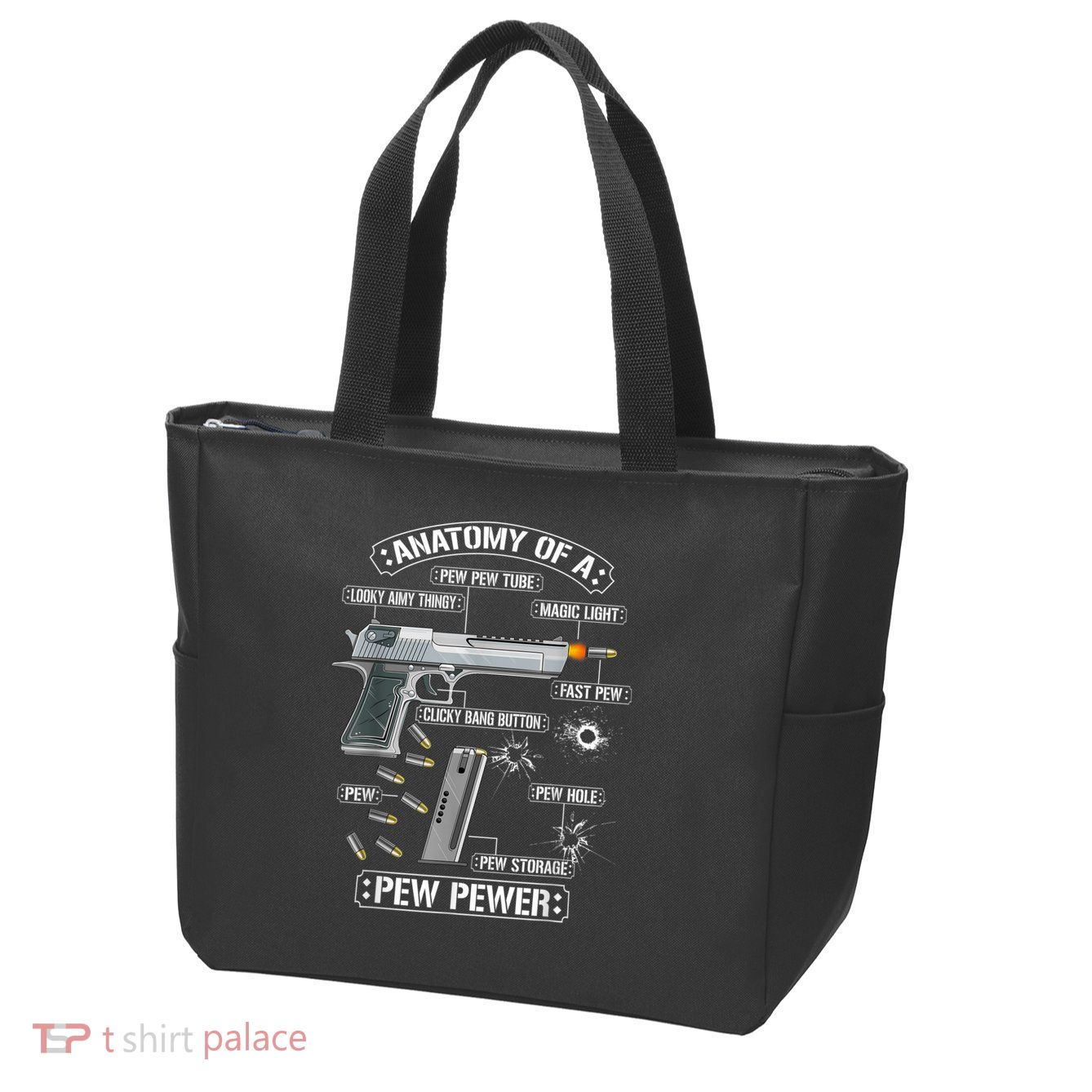 Gun Lovers Funny Amendment Meme Anatomy Of A Pew Pewer Zip Tote Bag