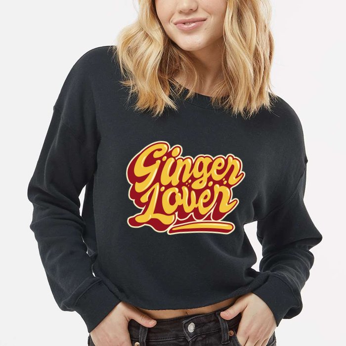 Ginger Lover Funny Redhead Retro Cropped Pullover Crew