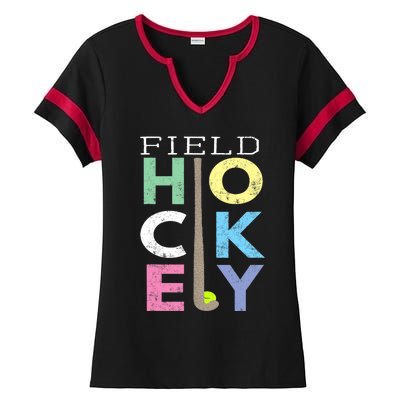 Girl Love Field Hockey Fun Birthday Gift product Ladies Halftime Notch Neck Tee