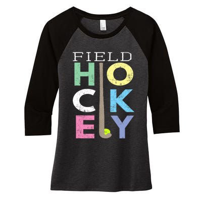 Girl Love Field Hockey Fun Birthday Gift product Women's Tri-Blend 3/4-Sleeve Raglan Shirt