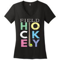 Girl Love Field Hockey Fun Birthday Gift product Women's V-Neck T-Shirt