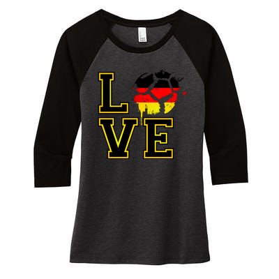 Germany Love Futbol Women's Tri-Blend 3/4-Sleeve Raglan Shirt