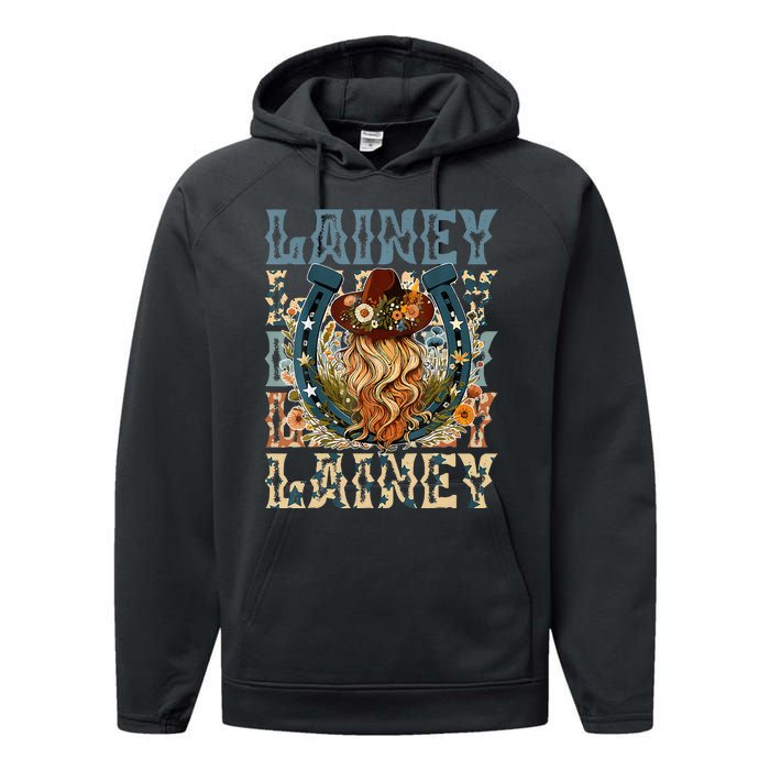 Girl Lainey First Name Personalized Western Cowgirl Performance Fleece Hoodie