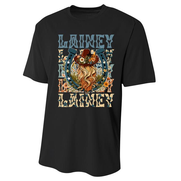 Girl Lainey First Name Personalized Western Cowgirl Performance Sprint T-Shirt