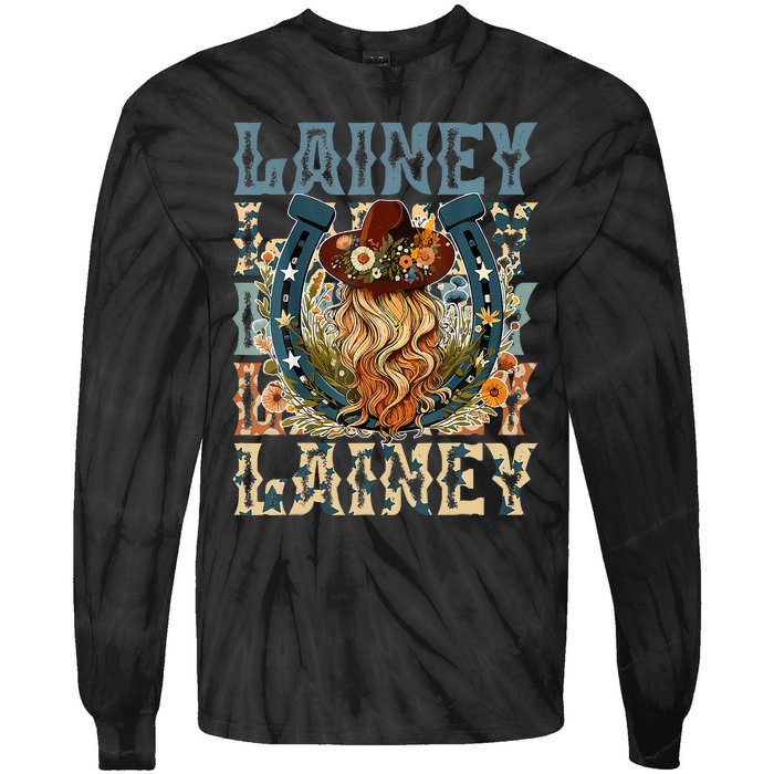 Girl Lainey First Name Personalized Western Cowgirl Tie-Dye Long Sleeve Shirt