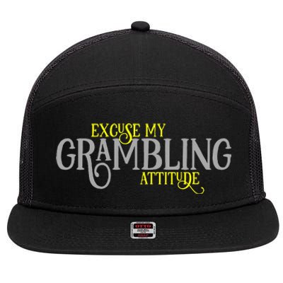 Grambling Louisiana Funny Proud City Hometown Vintage 7 Panel Mesh Trucker Snapback Hat