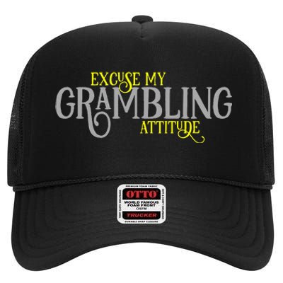 Grambling Louisiana Funny Proud City Hometown Vintage High Crown Mesh Back Trucker Hat