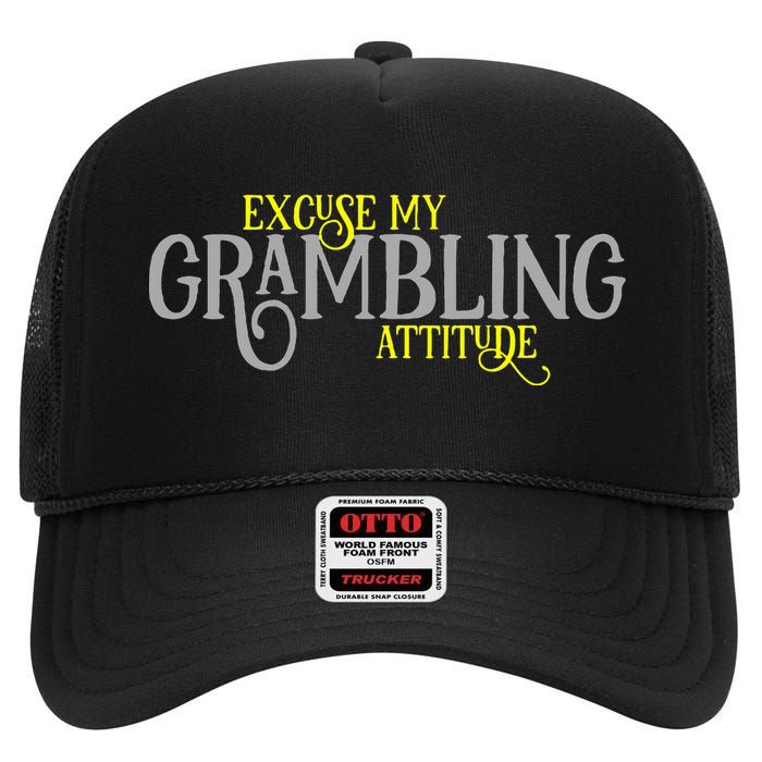 Grambling Louisiana Funny Proud City Hometown Vintage High Crown Mesh Back Trucker Hat