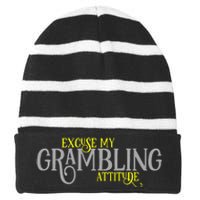 Grambling Louisiana Funny Proud City Hometown Vintage Striped Beanie with Solid Band