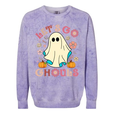 Groovy Lets Go Ghouls Halloween Ghost Outfit Gift Colorblast Crewneck Sweatshirt