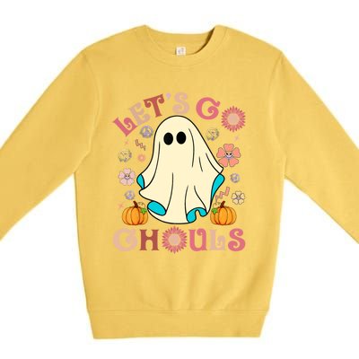 Groovy Lets Go Ghouls Halloween Ghost Outfit Gift Premium Crewneck Sweatshirt