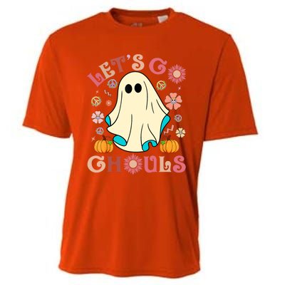 Groovy Lets Go Ghouls Halloween Ghost Outfit Gift Cooling Performance Crew T-Shirt