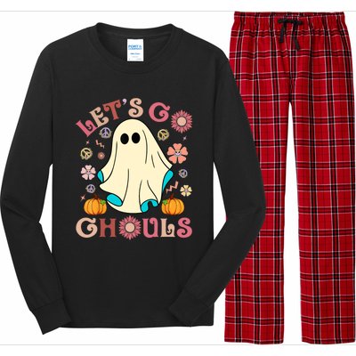 Groovy Lets Go Ghouls Halloween Ghost Outfit Gift Long Sleeve Pajama Set