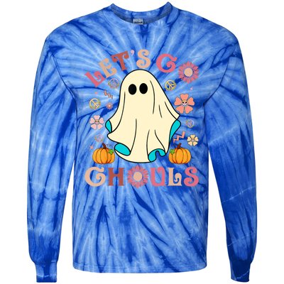 Groovy Lets Go Ghouls Halloween Ghost Outfit Gift Tie-Dye Long Sleeve Shirt