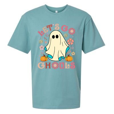 Groovy Lets Go Ghouls Halloween Ghost Outfit Gift Sueded Cloud Jersey T-Shirt