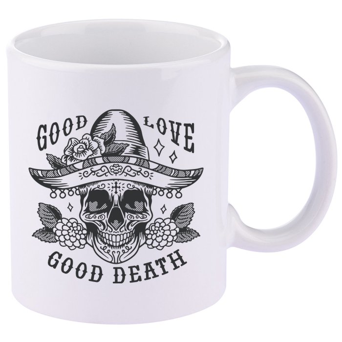 Good Love Good Death Skull Dia De Los Muertos 11oz C Handle Ceramic Mug