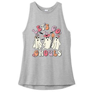 groovy lets go ghouls halloween ghost out costume Ladies PosiCharge Tri-Blend Wicking Tank