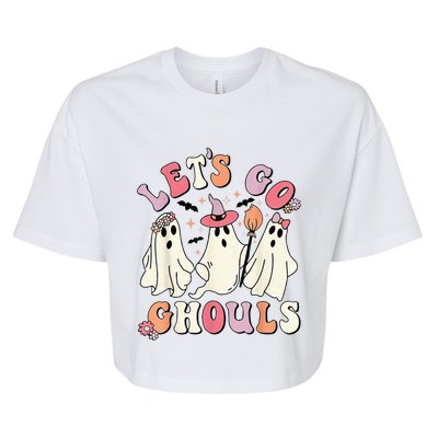 groovy lets go ghouls halloween ghost out costume Bella+Canvas Jersey Crop Tee