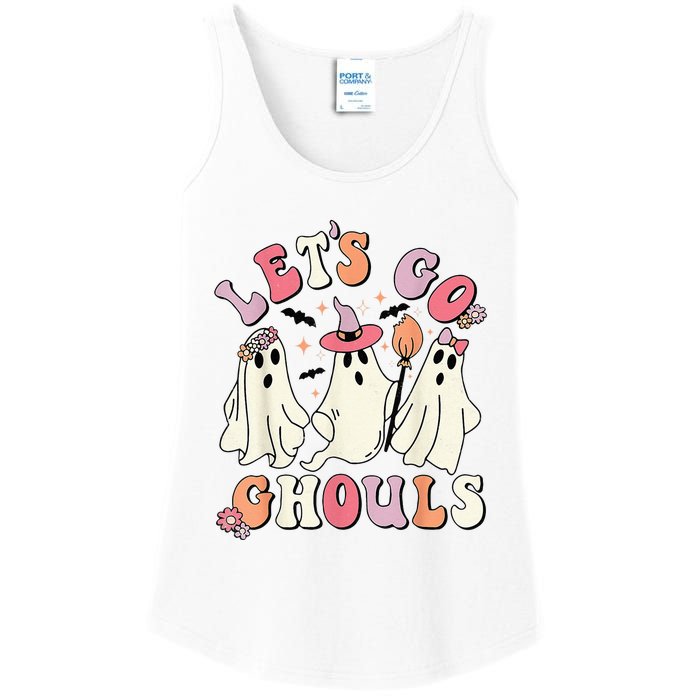 groovy lets go ghouls halloween ghost out costume Ladies Essential Tank