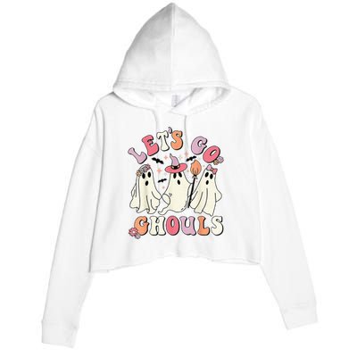 groovy lets go ghouls halloween ghost out costume Crop Fleece Hoodie