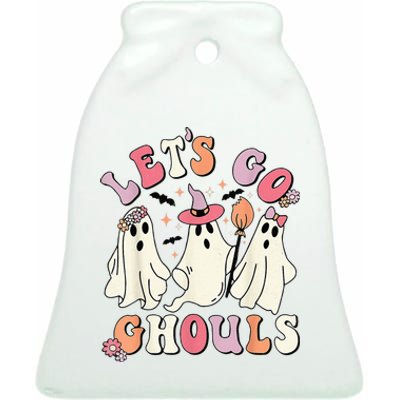 groovy lets go ghouls halloween ghost out costume Ceramic Bell Ornament