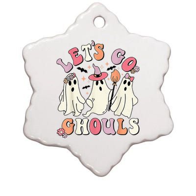 groovy lets go ghouls halloween ghost out costume Ceramic Star Ornament