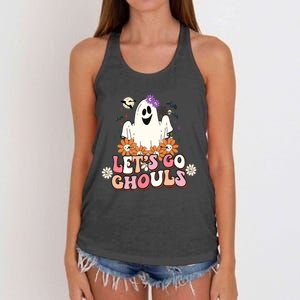 Groovy Lets Go Ghouls Ghost Retro Halloween Wo Girl Women's Knotted Racerback Tank