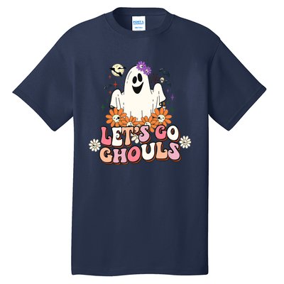 Groovy Lets Go Ghouls Ghost Retro Halloween Wo Girl Tall T-Shirt