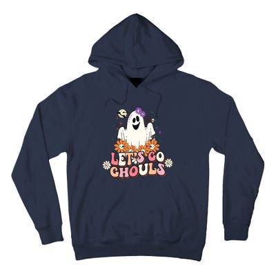 Groovy Lets Go Ghouls Ghost Retro Halloween Wo Girl Tall Hoodie