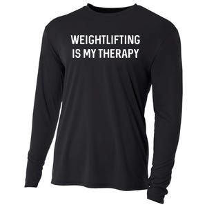 Gym Lover Gifts Weightlifting Is My Therapy Funny Workout Cooling Performance Long Sleeve Crew