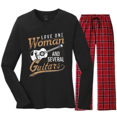 Guitar Lovers Guitarist Musician Band Playing Gifts Women's Long Sleeve Flannel Pajama Set 