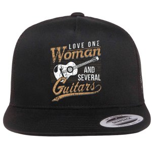 Guitar Lovers Guitarist Musician Band Playing Gifts Flat Bill Trucker Hat