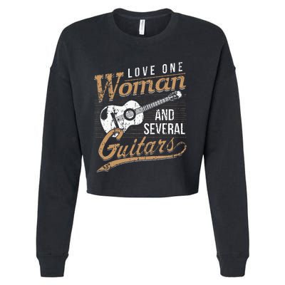 Guitar Lovers Guitarist Musician Band Playing Gifts Cropped Pullover Crew